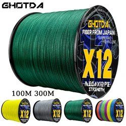 Multifilament 12 Strands Braided Fishing Line 100M 300M X12 Core PE Extreme for Carp Fish Tool 25LBs-120LBs Assist Line Grey