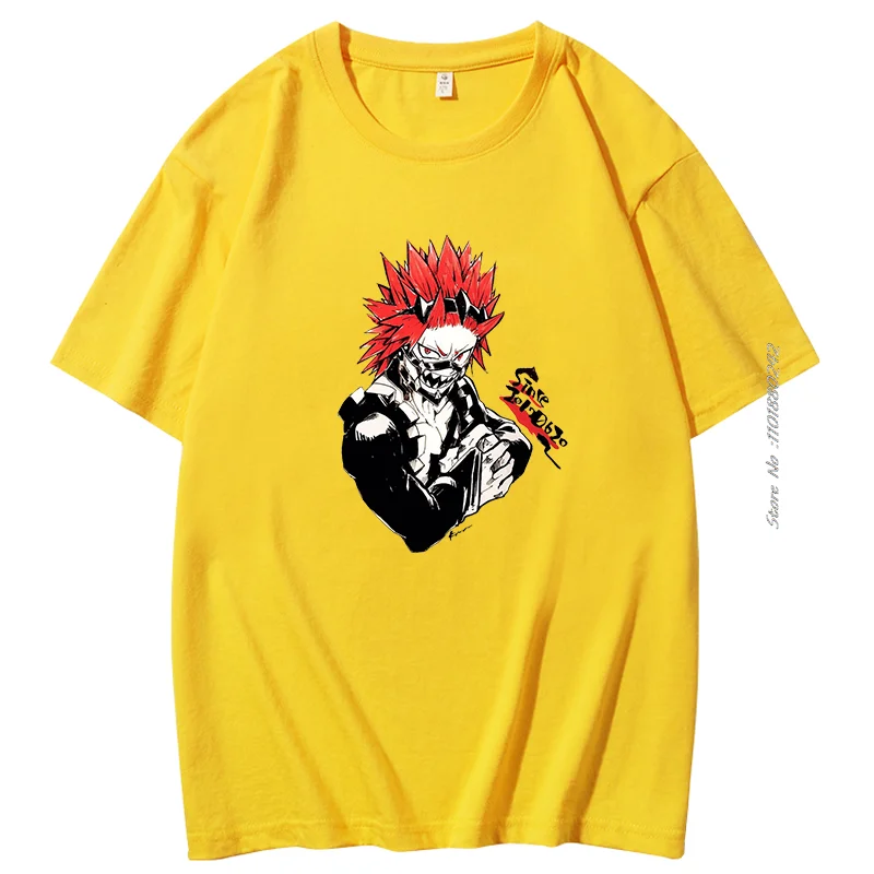 Tvoe-Camiseta de algodón con estampado de Anime para hombre, camisa de Manga corta con estampado de Boku No Hero Academia, Eijiro Kirishima