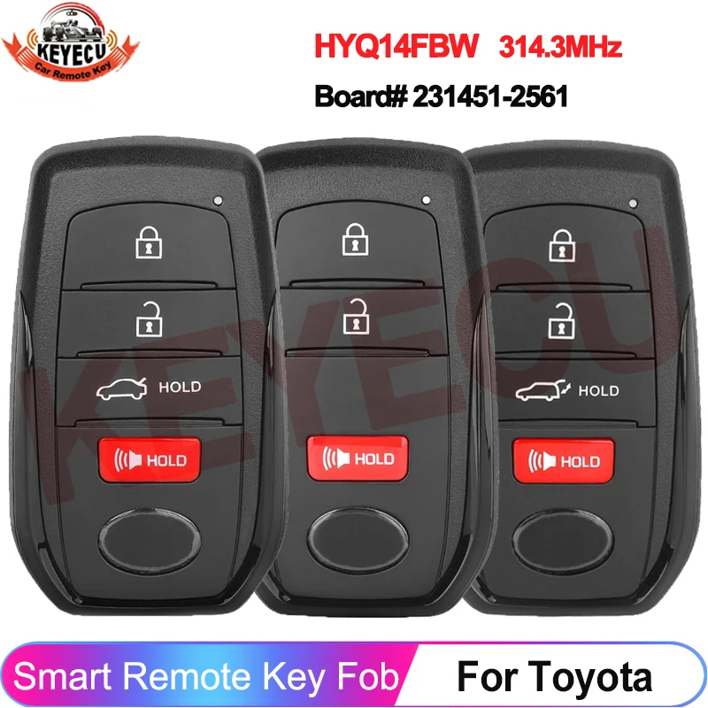 

Беспроводной смарт-ключ HYQ14FBW для Toyota Corolla Cross 2022-2024, 314.3 МГц, 8990H-0A020, 8990H-0A010 (аналог 231451-2561)