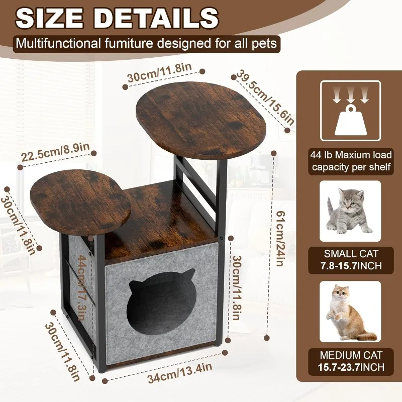 End Table, Round Side Table for Small Spaces Accent Slim Corner Tables Night Stand with Storage Shelves & Removable