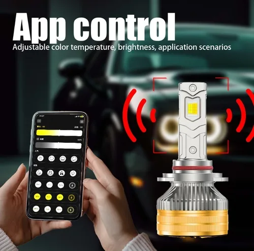 Imagen 2 del producto 2 uds H4 Tri color APP Control Dual Hosting faros LED H1 H7 H11 9005 9006 9012 6500K 4300K 3000K para luces de faros de coche