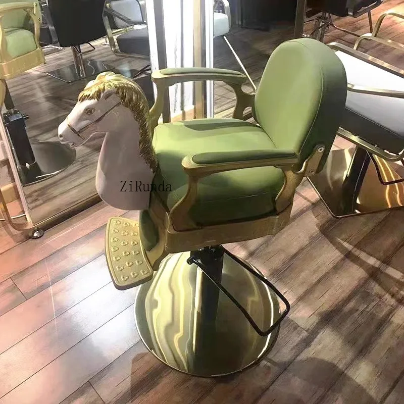 كرسي حلاقة خاص للأطفال على شكل حصان طروادة عتيق كرسي شعر للأطفال كرسي قص شعر كرتوني لصالونات الحلاقة #6