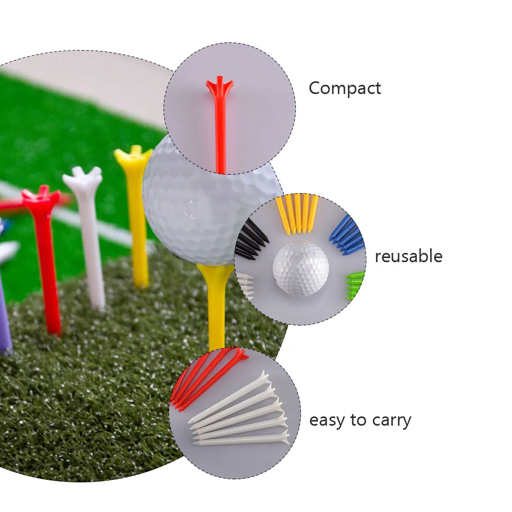 20 Buah Tee Golf 68Mm Lima Cakar 70Mm Alat Latihan Plastik Model Roda Dapat Digunakan Kembali Ringan Portabel Peralatan Latihan