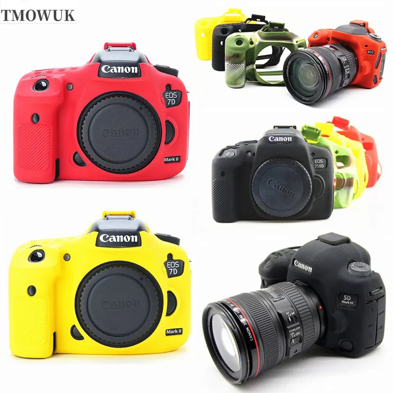 

Silicone Case Skin Cover For Canon EOS R 6D 7D 5D Mark II III IV 200D 70D 80D 750D 4000D 5D4 SL2 T100 T7i 7DII DSLR Camera Bag