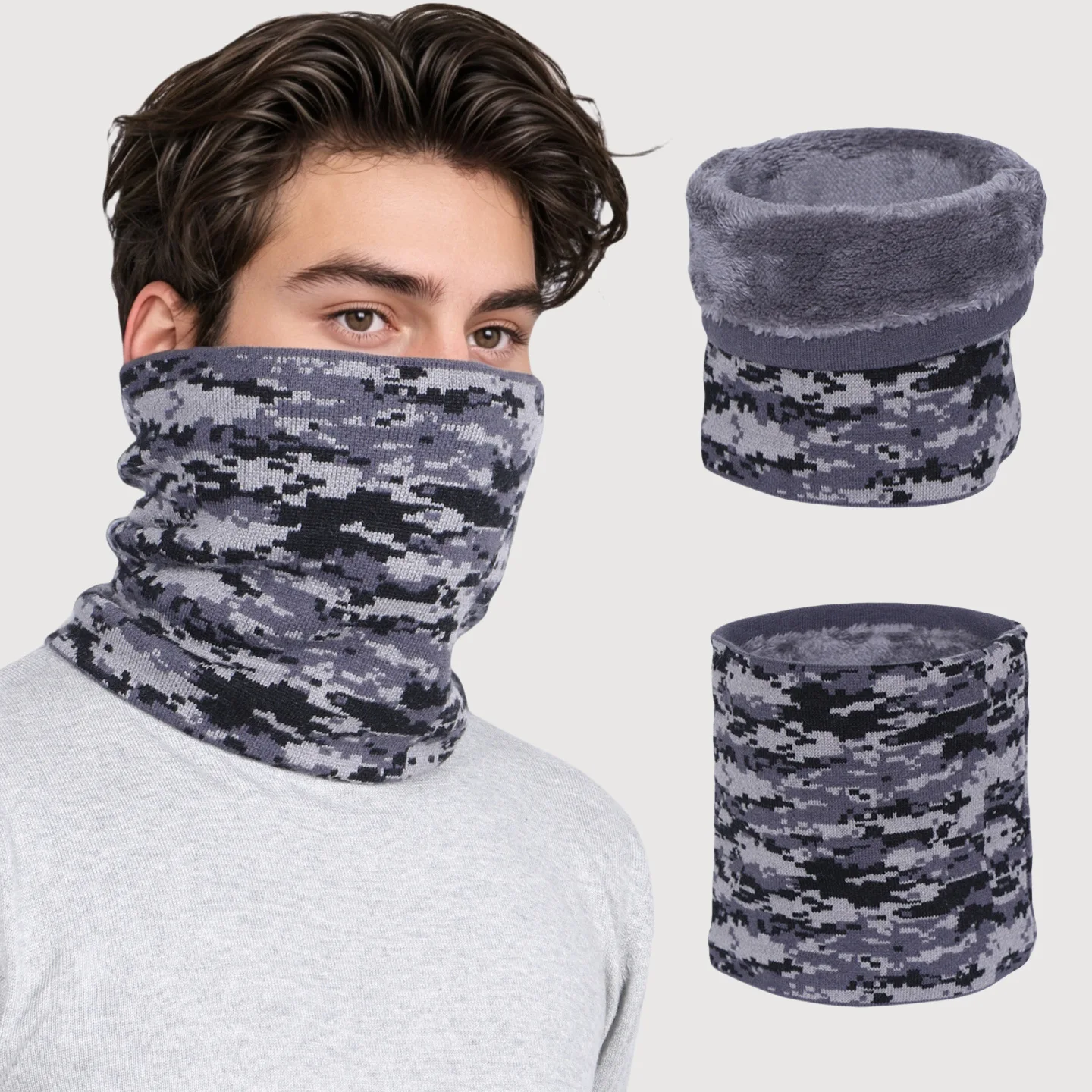 Winter Thickened Neck Cover Men's Warm Camouflage Neckerchief Outdoor Windproof Cover Mask Scarf Knit Women Neck Gaiter Muffler