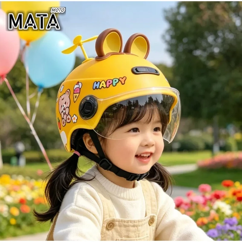 Capacete de segurança infantil, proteção para os ouvidos, design unissex, padrão nacional, certificação 3C para meninos e meninas de 1 a 5 anos, veículo elétrico