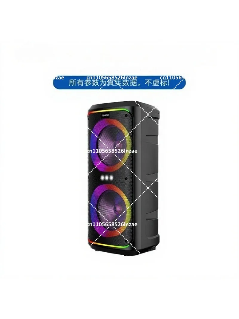 Double 8-Inch Wireless Bluetooth Speaker with Microphone, Outdoor High-Power Subwoofer Portable Sound System