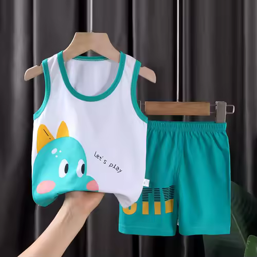 2PCS Children Clothing Vest Suit Children's Sets Summer Cotton T-Shirts Shorts Boys Girls Sleeveless Kids Clothes for baby - Image 15