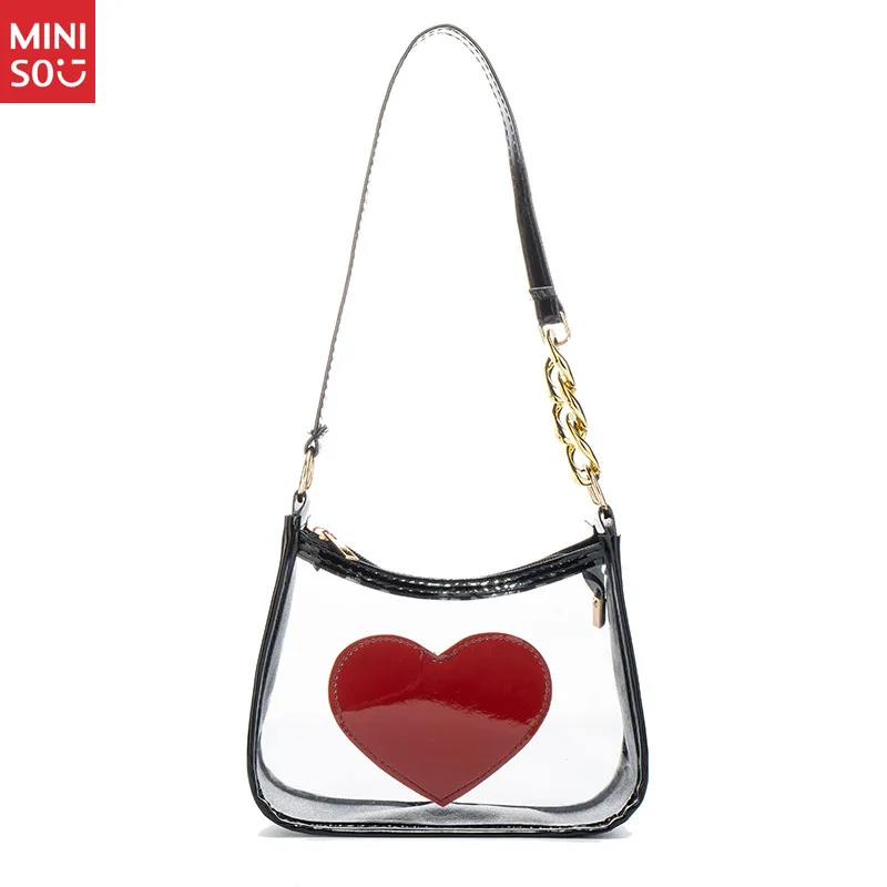Miniso Sweet Heart Underarm Bag 2025, PVC Jelly Crossbody Purse