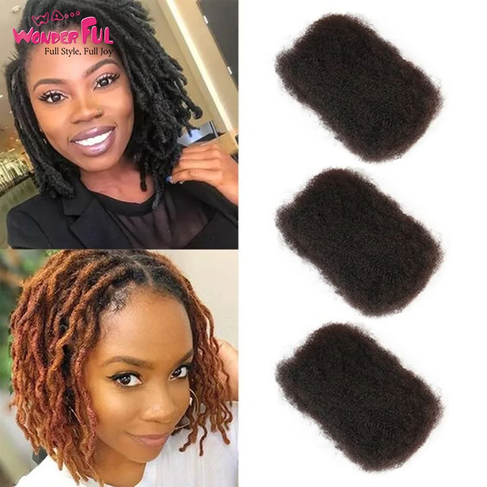 Natural Brazilian Remy Hair Afro Kinky Bulk Black 100% Human Hair  Kinky Curly Bulk Hair 1B# For Braiding DreadLocks  Women Hair