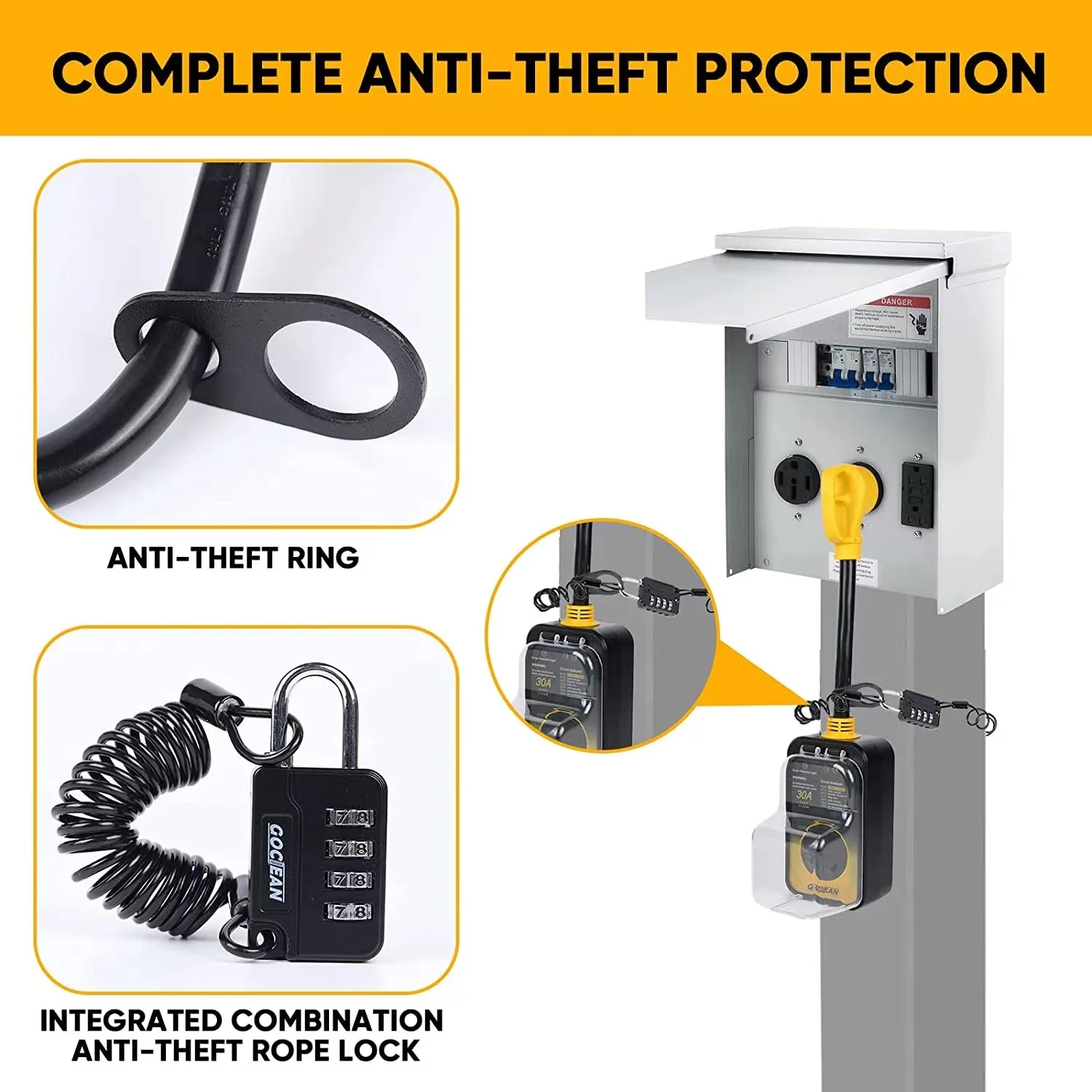 Enchufe de Cable de carga estándar americano para RV, Protector contra sobretensiones, superventas, 30A