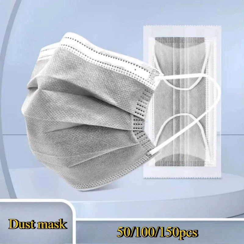 Mascarilla 50/100/150pcs Masks 4-layer Mask Earloops Mouth Mask Gray Mascarillas Face Masks Disposable Anti-Dust Protective Mask