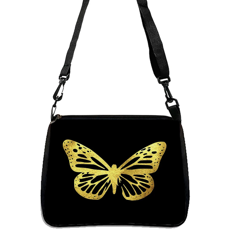 

Black And Gold Butterfly Print Crossbody Bag, Fashionable Shoulder Bag, Double-sided Printed Shoulder Bag Daily Casual Bag5.21