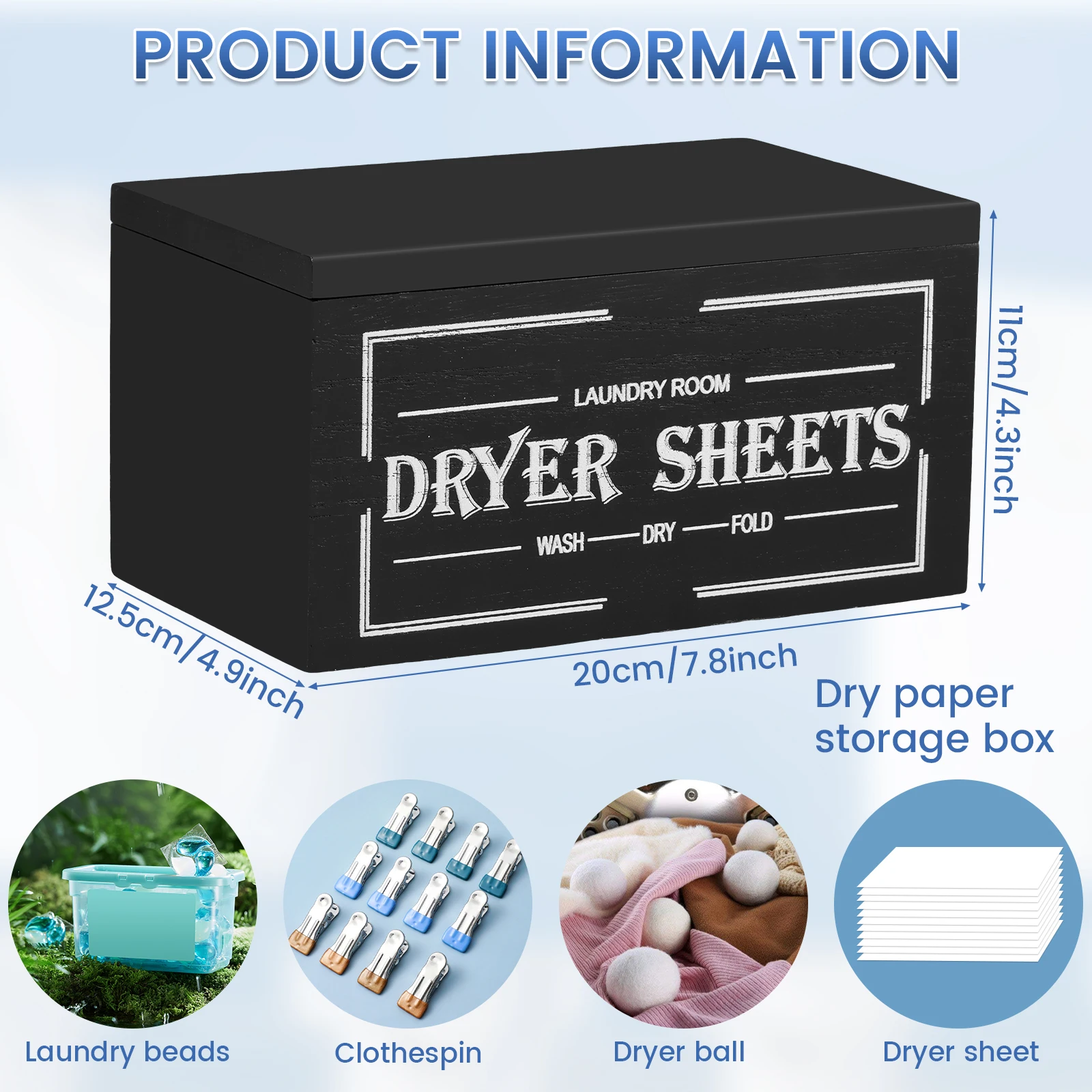 Wooden Dryer Sheet Holder Container With Lid Large Capacity Dustproof Softener Sheets Dispenser Bathroom Dryer Sheet Storage Box