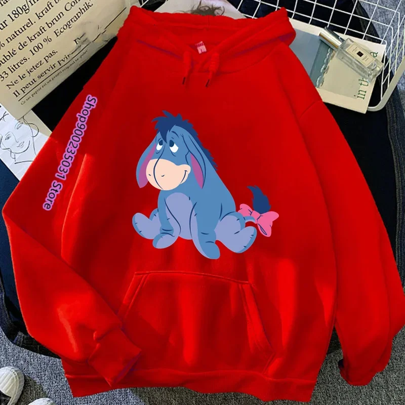 Sudadera con capucha de gran tamaño con estampado de personaje Eyore de Anime Winnie The Pooh para mujer, sudaderas góticas Y2k bonitas, sudadera holgada Popular estética 2024