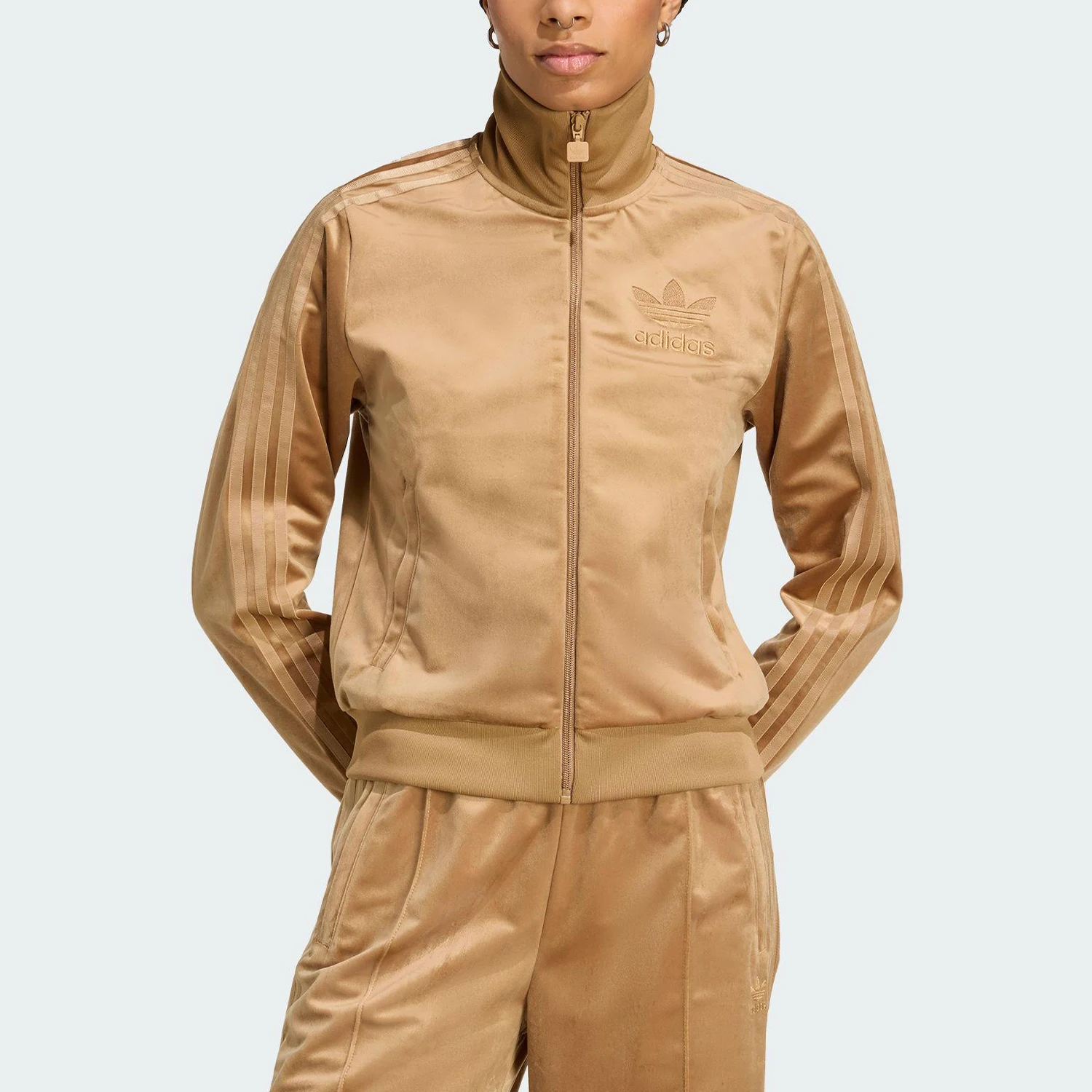 Adidas genuine clover women's sports retro velvet jacket JY2591