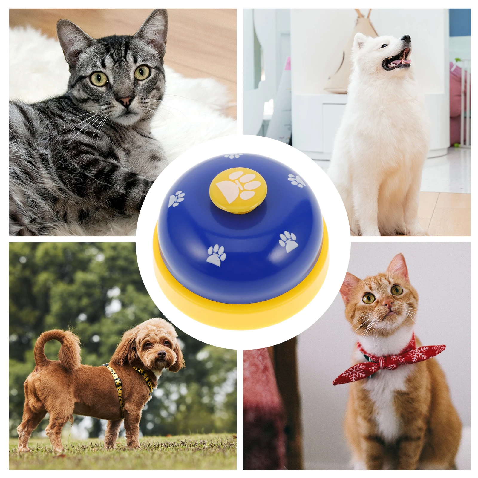 

Pet Training Bells For Dogs Puppy Loud Sound Communication Device Flat Button Easy Press Blue Yellow Outdoor Signal Good