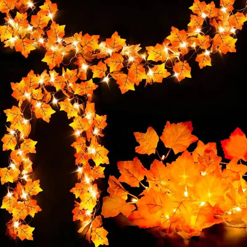 LED Maple Leaf String Lights Powered Fairy Lights For Home Party Holiday Arrangement Scene Outdoor Decoration  (NO Battery)