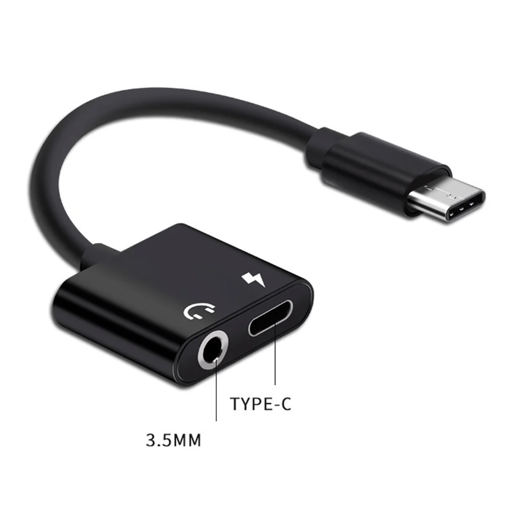 USB Type C to 35mm Audio Adapter Cable 2 In 1 Type-C to 35mm Jack Stereo Headphone Mic Adapter Aux Converter Charging Adapter