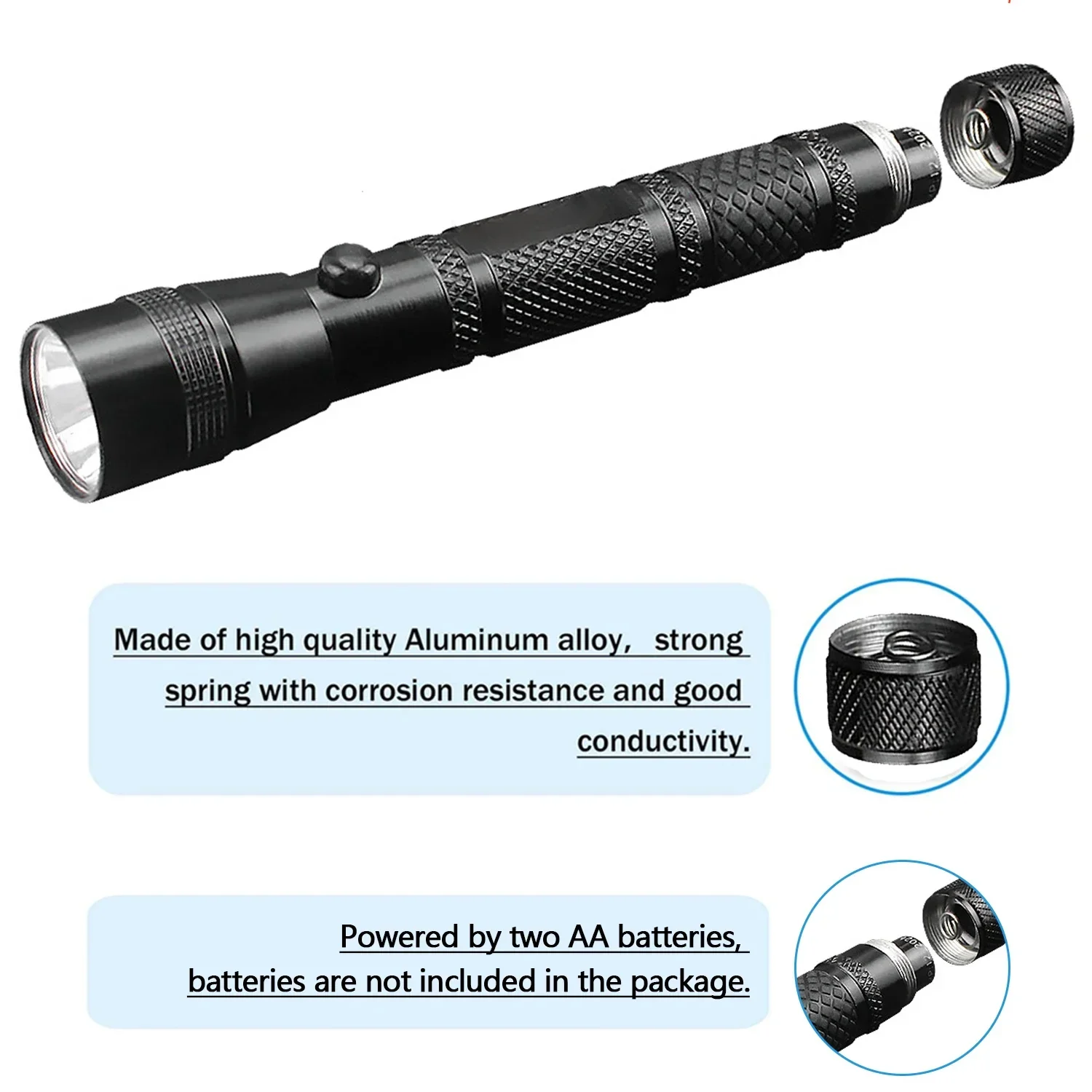 Powerful LED Flashlight Long Range Outdoor Emergency Light Portable Torch Work Light Tactical Flashlights No Battery Include