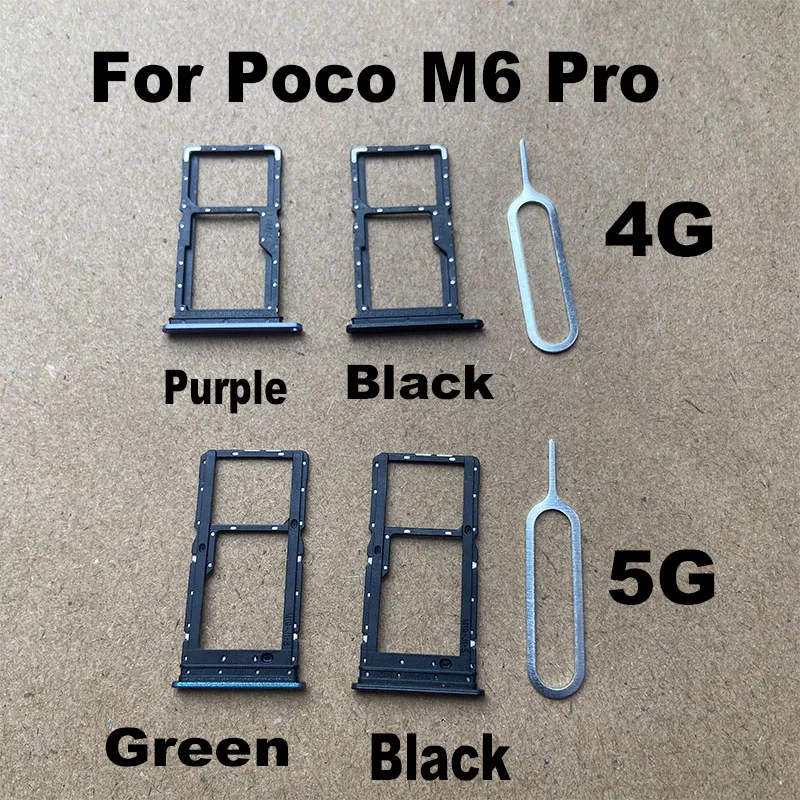 

1PCS Sim Card Tray For Xiaomi Poco M6 Pro Sim Card Holder Slot adapter and Micro SD Tray Holder With Free Eject Pin 4G 5G