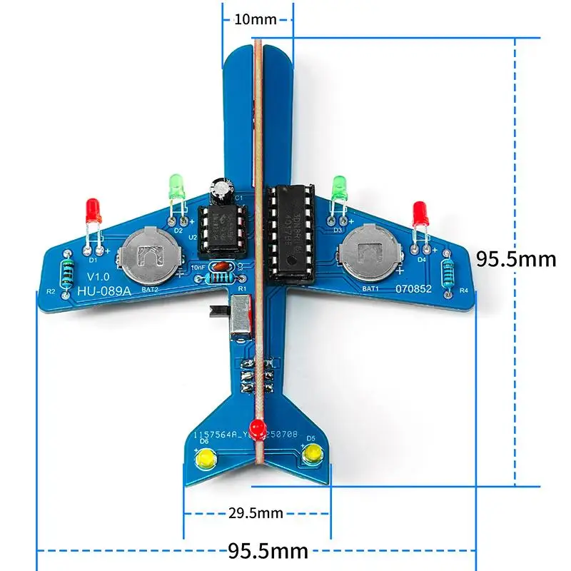 Kit de modelo de avión con luz de flujo LED, proyecto de programación y soldadura electrónica DIY, juguete educativo para construcción de circuitos y clase científica