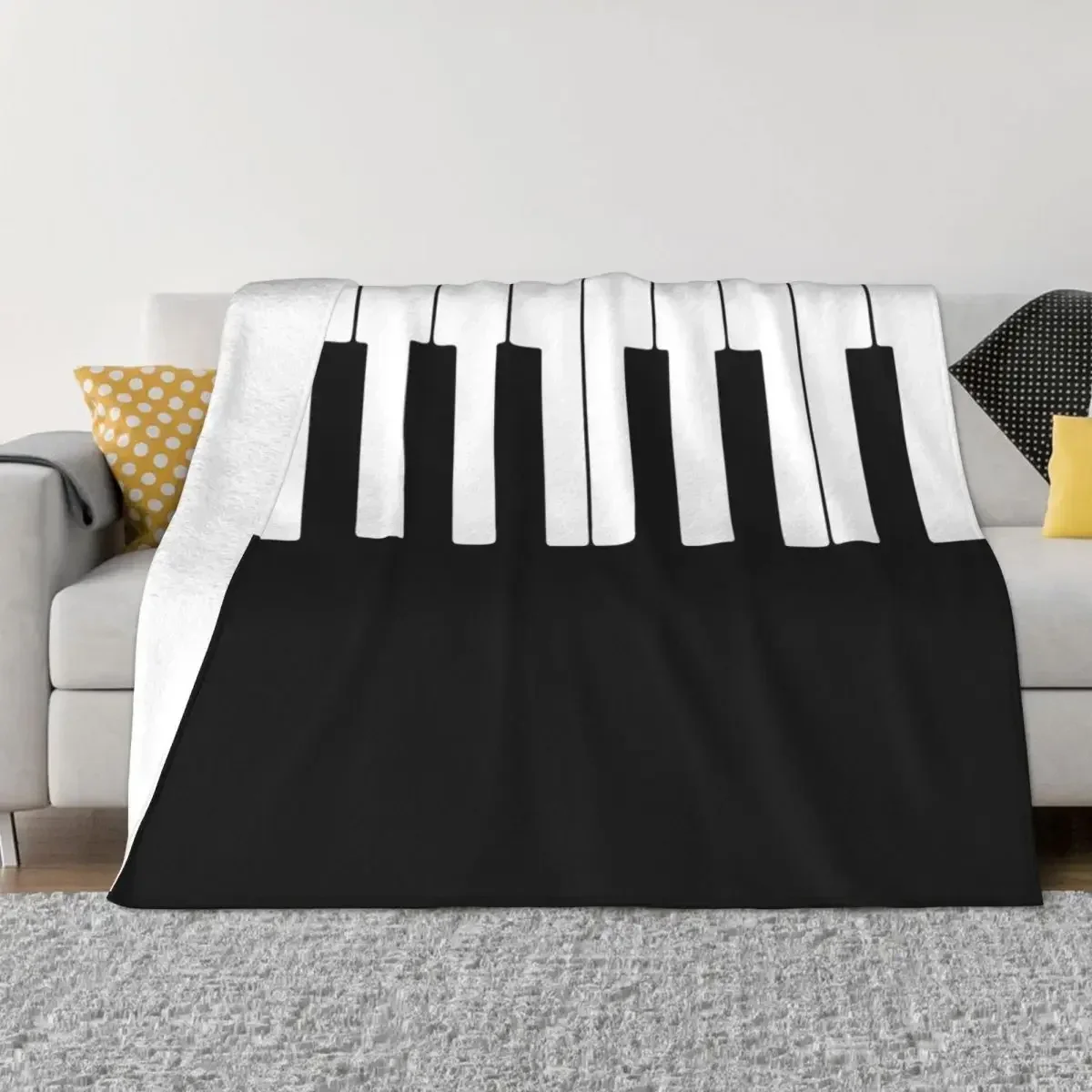 Piano Keyboard Art Knitted Blankets Music Musical Plush Throw Blankets Airplane Travel Printed Ultra-Soft Warm Bedspreads