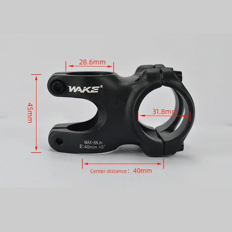 Wake MTB Mountain Bike Short Stem Riser Bicycle Accessories 31.8mm 40mm Aluminum Alloy  for BMX Cycling Road Bicycle