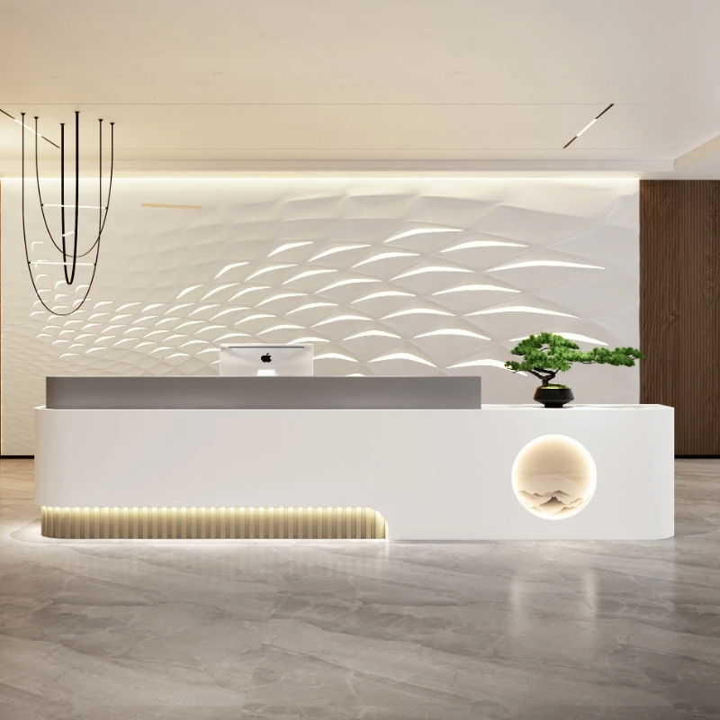 مكاتب الاستقبال الحديثة البسيطة الرجعية الخشب الطبيعي اللون النمط الصيني مكاتب الاستقبال أثاث المكاتب التجميل استقبال ZY40JDT #3