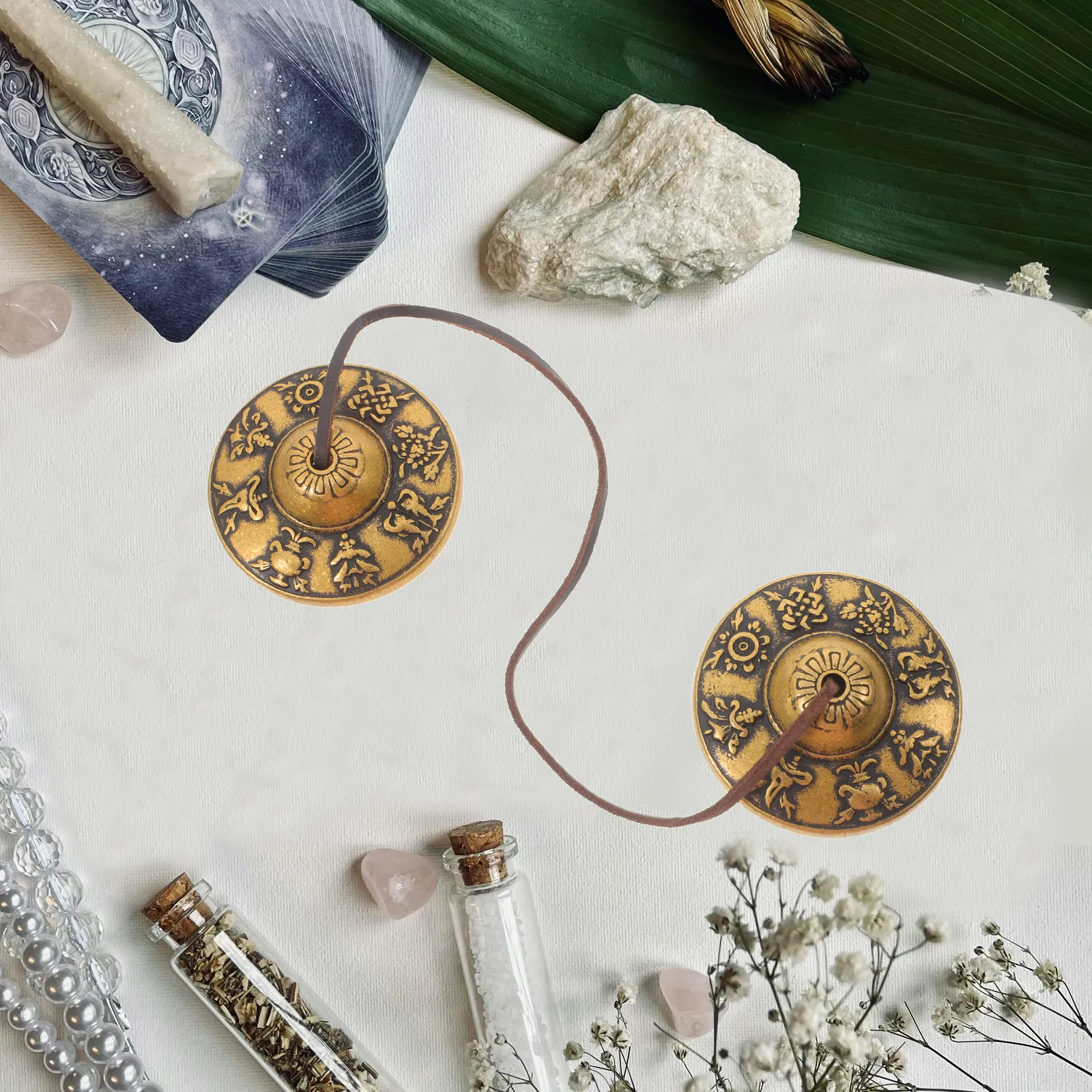 مجموعة الصنج Tingsha النحاسية للتأمل واليوجا والطقوس الروحية أداة قرع الصوت الرنين واضحة فنغ شوي