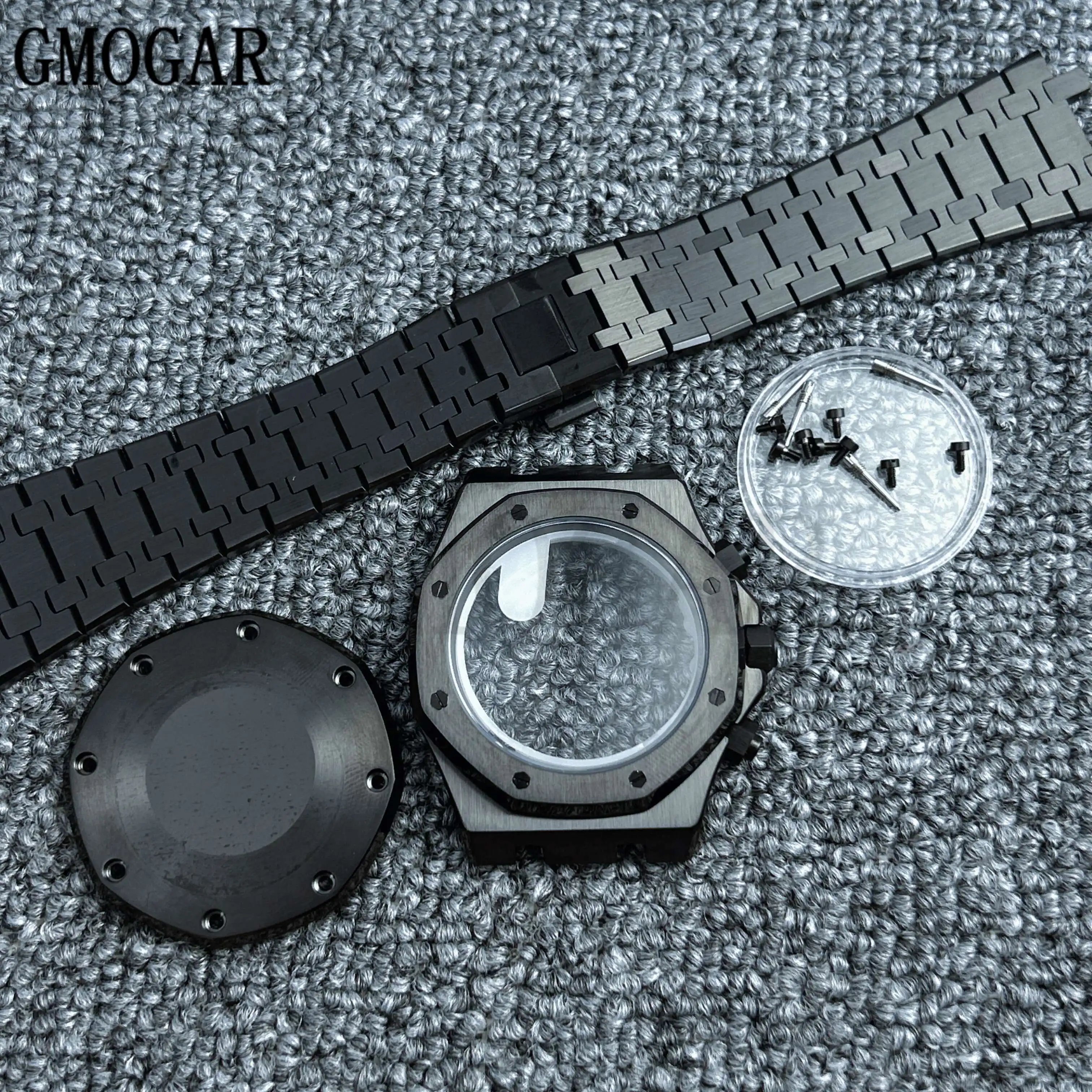 

For Quartz VK63 Case Pointer Kit Black Modified Watch Accessories 42MM Silver Farmhouse Oak Octagonal Case Dial Sapphire Mirror