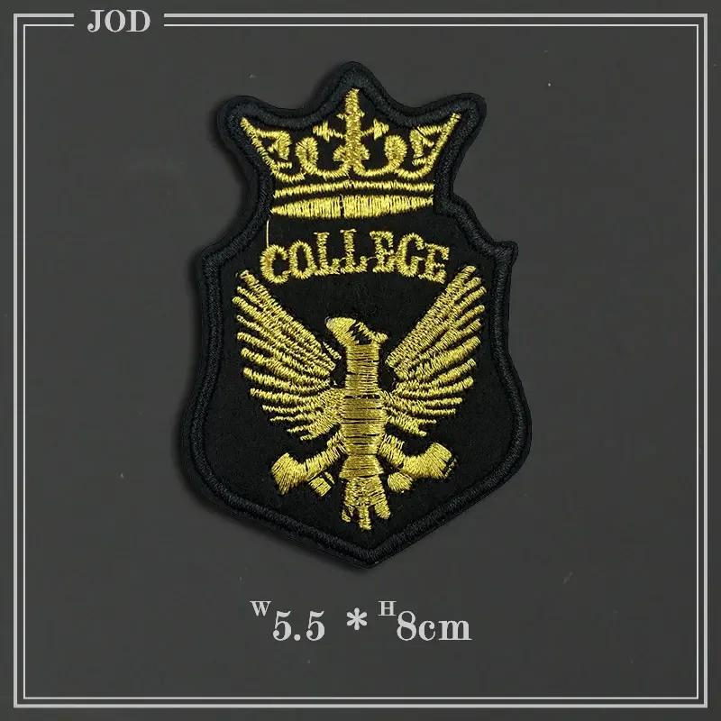 Golden Crown Fabric Badges Embroidered Iron on Patches for Clothing Bag Sewing Stickers Applique Clothes Patch Biker Military