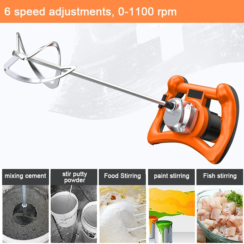 2800W/3000W Industrial Grade Mixer 6 Gear Adjustable Speed Handheld Paint Cement Plaster Mortar Coating Mixer Putty Powder