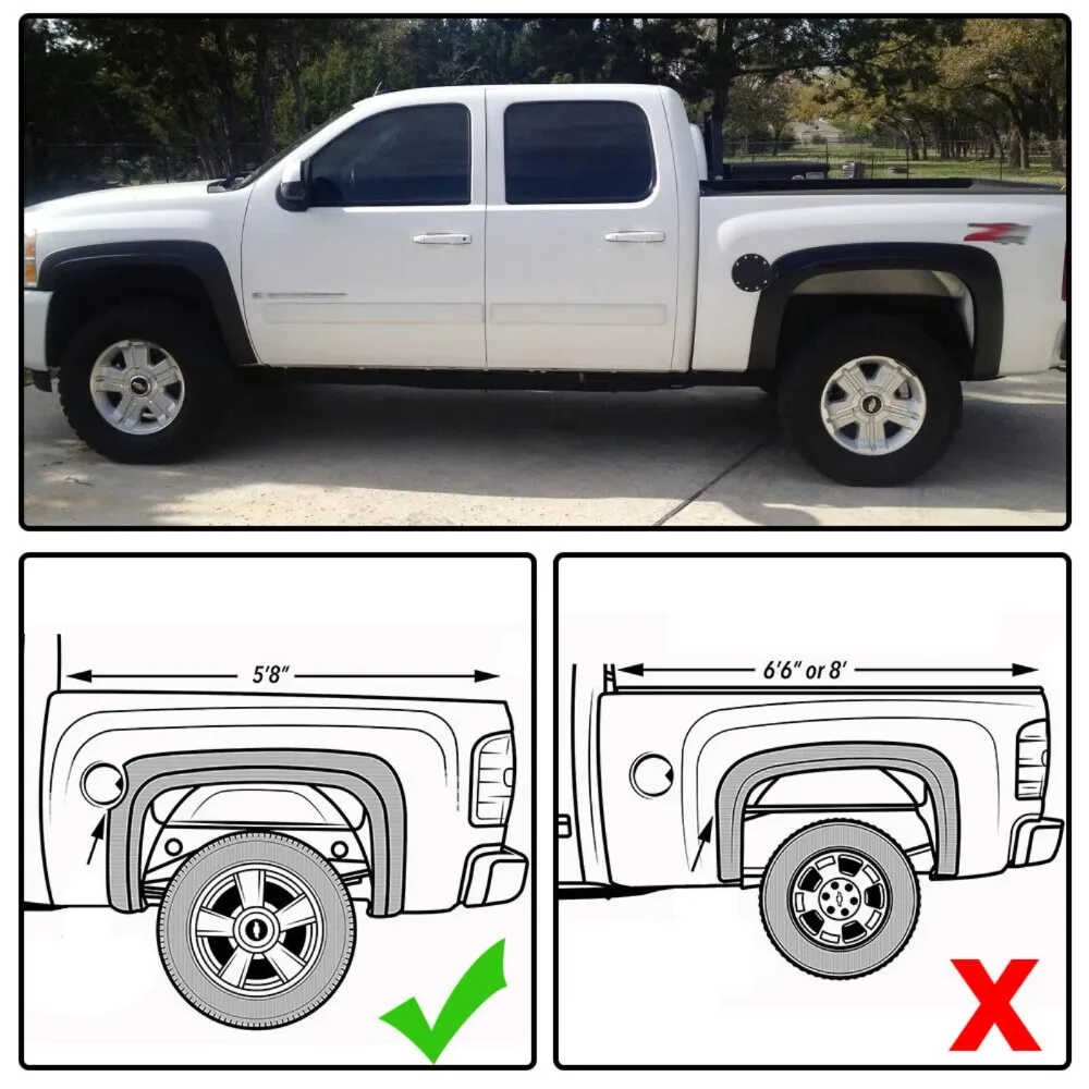 

Fender Flares Fit for 2007-2013 Chevy Silverado 1500 Crew Cab 5.8' Bed Wheel Cover United States