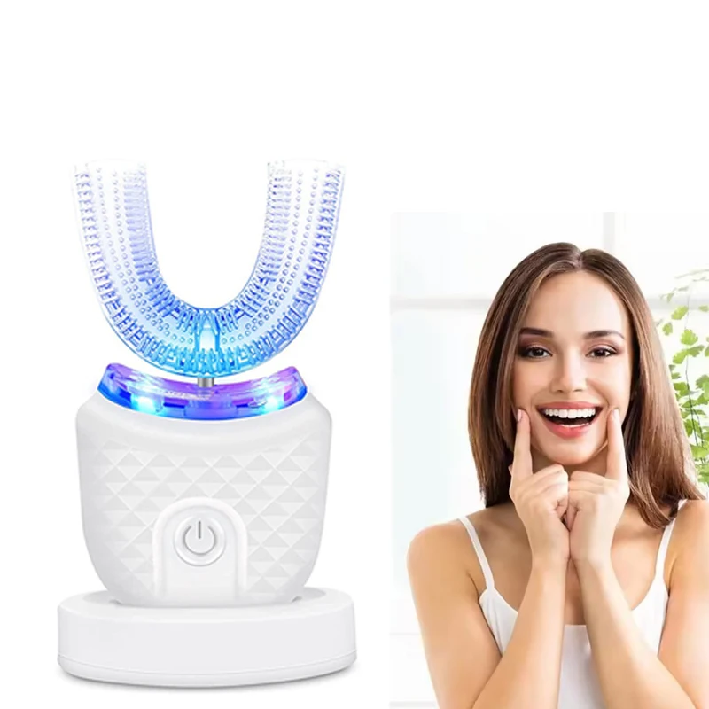 

IPX7 U Shaped 360 Degree Cleaning Sonic Electric Toothbrush for Travel Home Dual-use Full Mouth Whitening, 4 Cleaning Modes