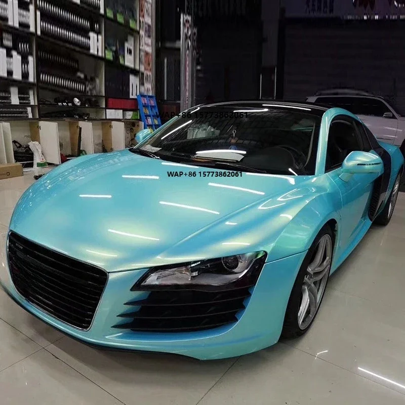 

1.52*18m Color Shift Vinyl Ice Blue Metallic Car Wrap Vehicle Stickers Dropshipping