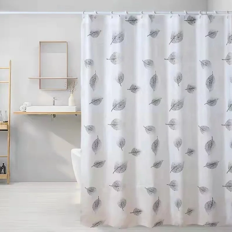 1pc with Pattern Shower Curtain PEVA Waterproof Shower Curtain Bathroom Partition Curtain Bathroom Decoration Accessories