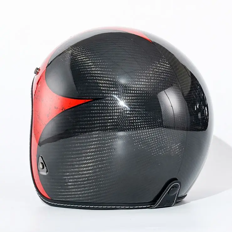 Moto da 3/4 Sec con casco aperto estivo di alta qualità retrò in fibra di carbonio