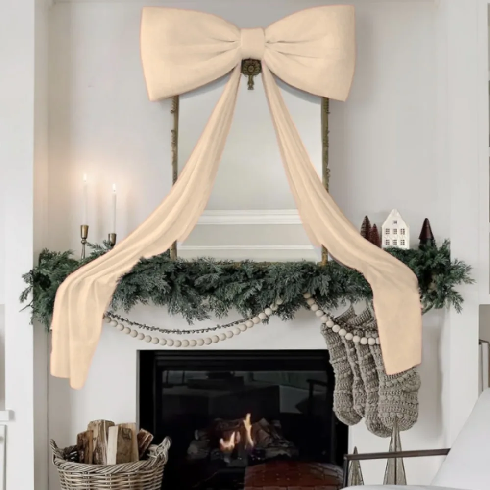 

Elegant Large Christmas Bowknot 50x180cm Extra Large Xmas Tree Topper Bows DIY Satin Ribbon Bowknot Decorations Children Gifts