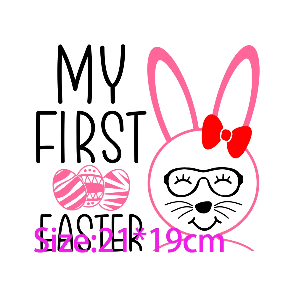 Custom Ready to press DTF Transfers  Cute Funny Bunny Kids Baby My First Easter This Boy Girl Can Hunt Cross Leopard Fashion