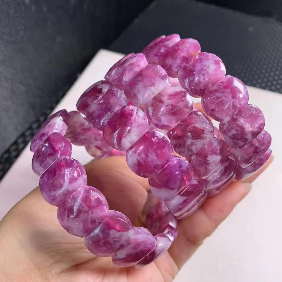 1 Pc Fengbaowu Natural Emerald Purple Mica Lepidolite Bracelet Square Bead Bangle Reiki Healing Stone Fashion Jewelry Gift Women