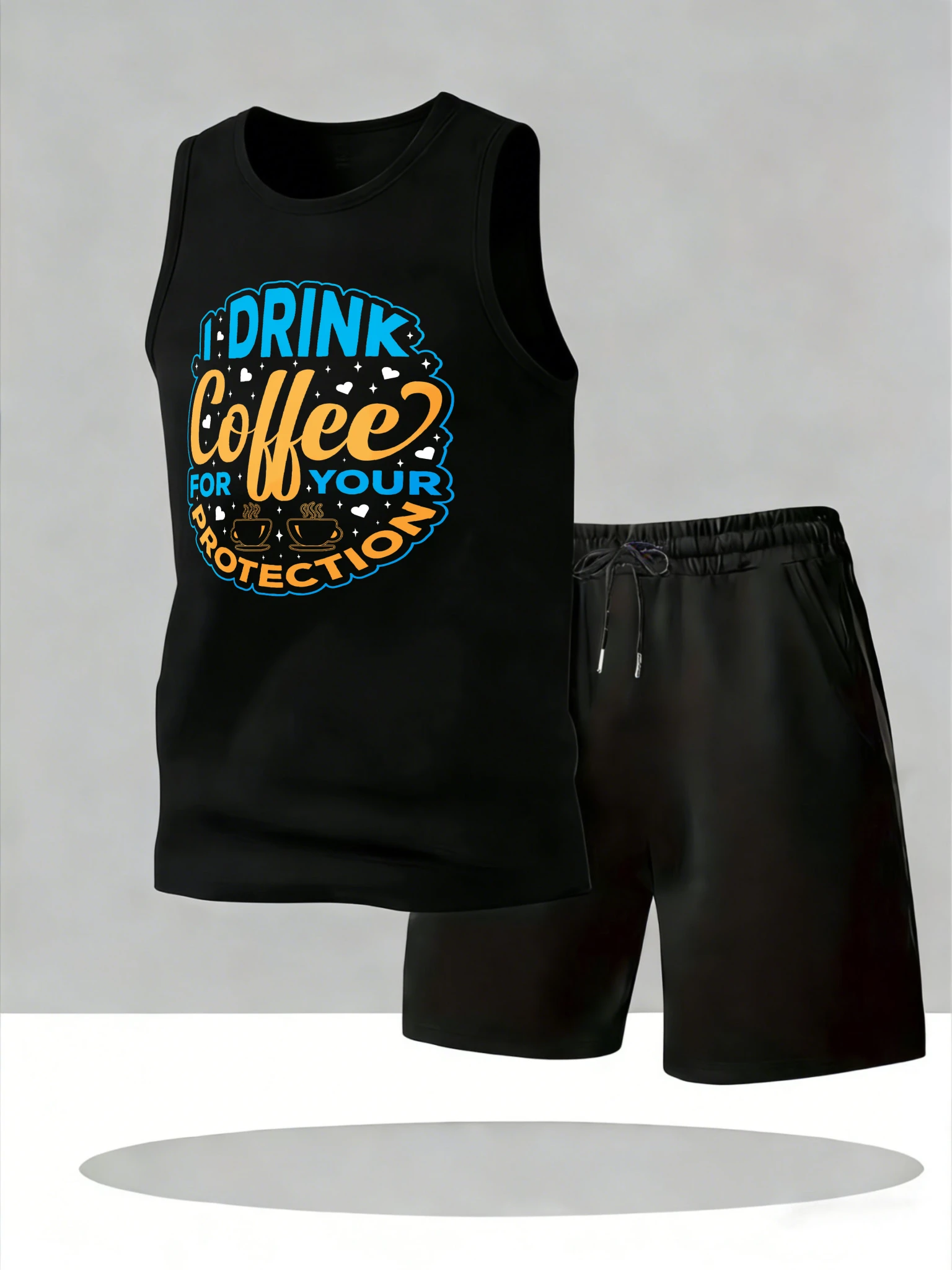

Men's Tank Top Sets 2026 Summer Quick drying running oversize sports suits seaside sports Breathable crewneck Sportswear