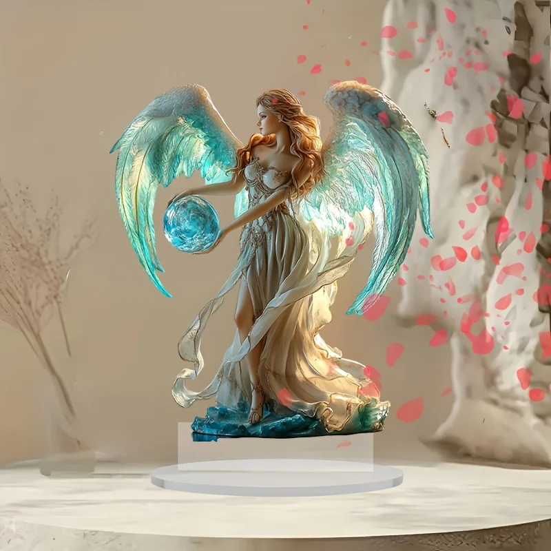 زخرفة مسطحة ثنائية الأبعاد/تمثال أكريليك ملاك بوهيمي/ديكور سطح الطاولة وديكور النافذة #1