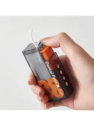 Portable Automatic Floss Dispenser with 10Pcs Press-on Disposable Flossing Sticks Oral Care Ejectable Floss Organizer