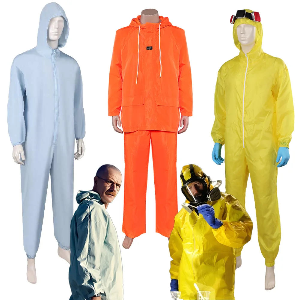 Breaking bad walter branco cosplay fantasia laboratório macacão tv s3 s4 traje disfarce adulto homem roleplay fantasia roupas de festa