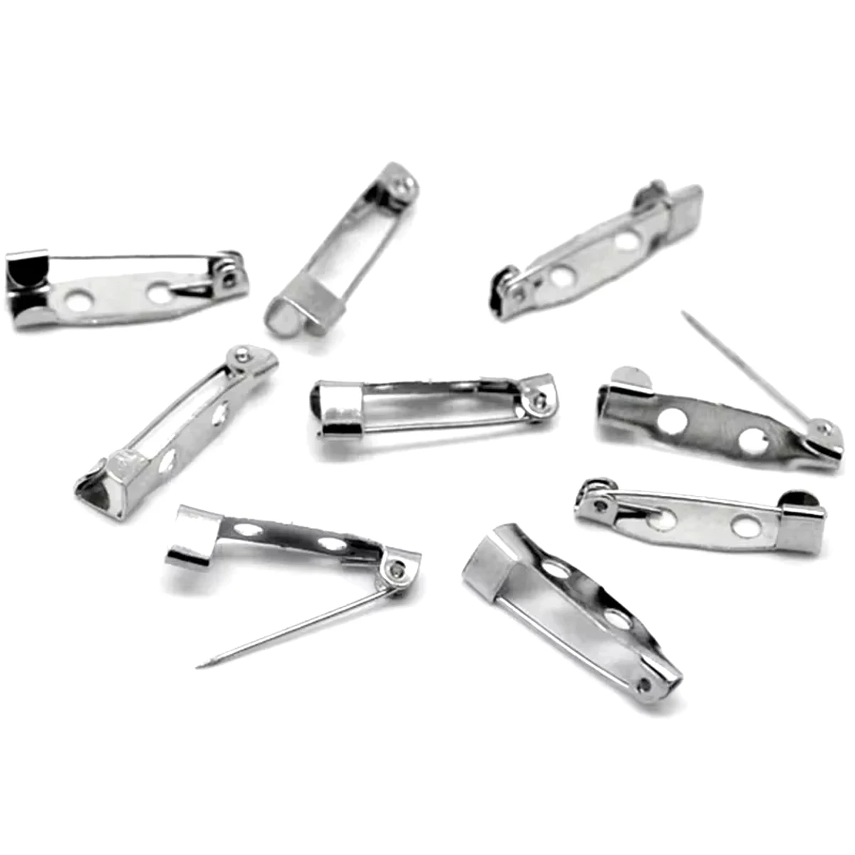 

500 шт. классических брошей-заготовок из сплава с 2 отверстиями, серебристые, для рукоделия, 20x5 мм (3/4"x1/4")