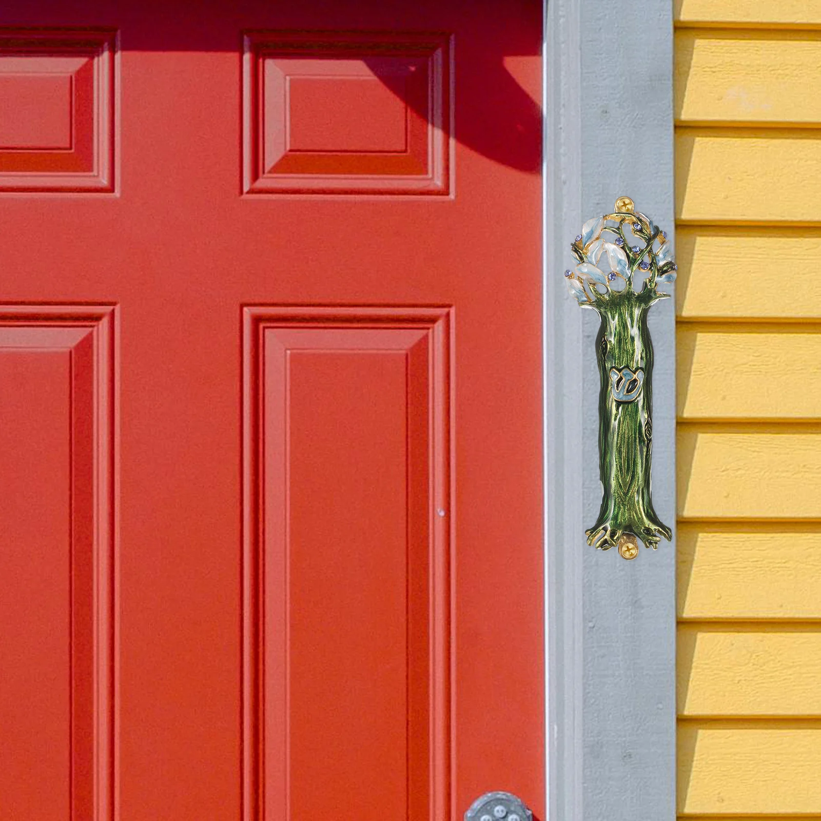 

Judaica Mezuzah Metal Alloy Vintage Retro Design Front Door Decoration Religious Gatepost Mezuza Plaque Home Blessing Ornament