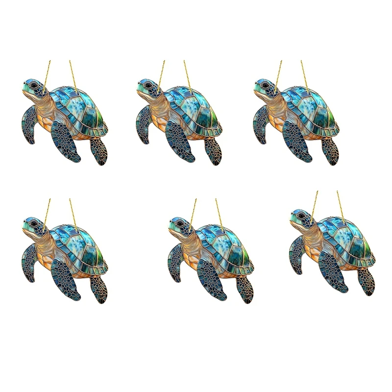 6PCS Lucky Turtle Suncatchers For Window Hanging Turtle Sun Catchers For Indoor Outdoor Window Suncatchers Hanging