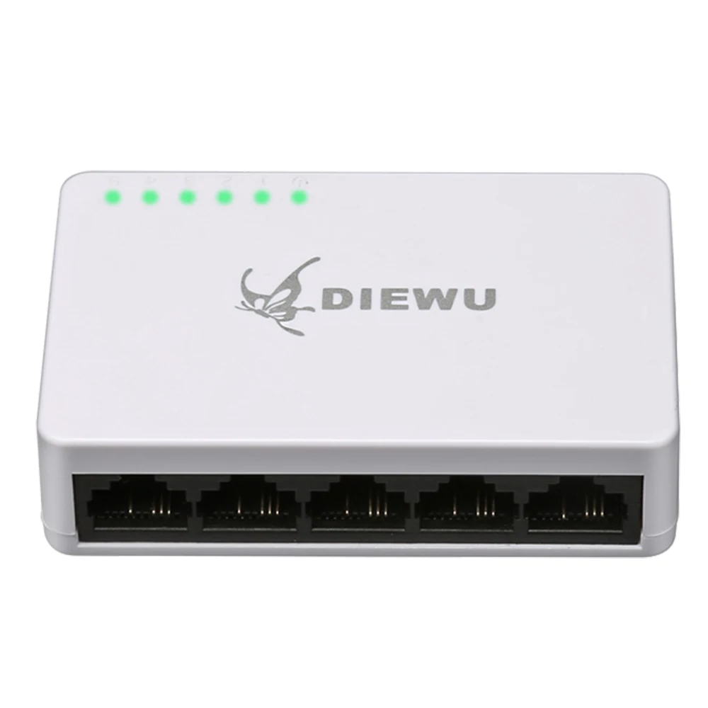 2 шт. DIEWU производитель белый корпус 5 портов RJ45 мегабитный 10/100 Мбит/с Ethernet Lan коммутатор