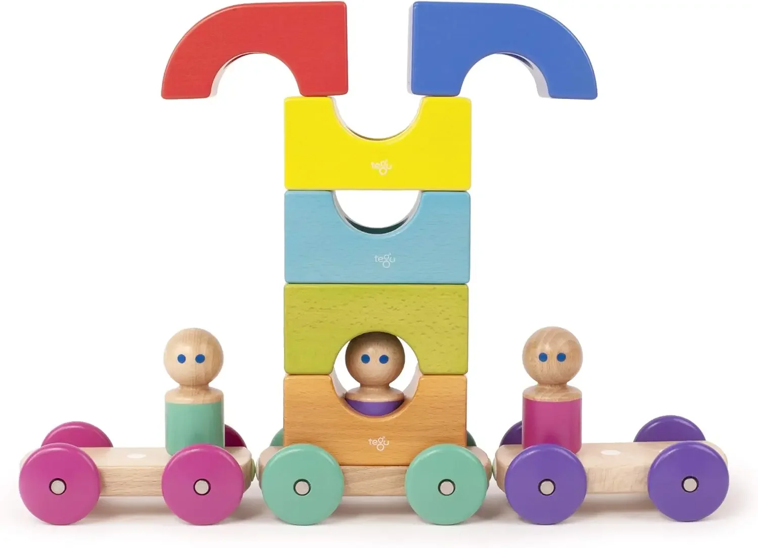 12 Piece Magnetic Tram Building Block Set, Rainbow